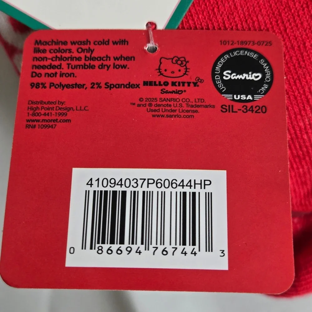 Sanrio Hello Kitty 8 Pairs Holiday‎ Capris Socks, Size Shoe:4-10 Sock:9-11, New
